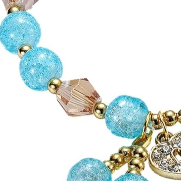 Elegant Blue and Gold Charm Bracelet - Picture 2 of 4